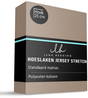 Sale: -30% | Hoeslaken - Jersey Stretch - Taupe - 180x200cm - Taupe - Luna Bedding - Dekbed-Discounter.nl - 180 x 200 cm
