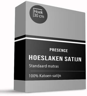 Sale: -30% | Hoeslaken Katoen Satijn Uni - Grijs - 140x200cm - Grijs - Presence - Dekbed-Discounter.nl