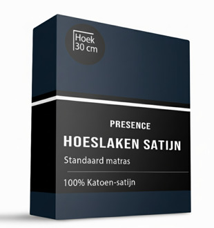 Sale: -30% | Hoeslaken Katoen Satijn Uni - Navy - 140x200cm - Blauw - Presence - Dekbed-Discounter.nl