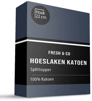 Sale: -30% | Splittopper Hoeslaken - Katoen - 200x210cm - Navy - Fresh And Co - Dekbed-Discounter.nl