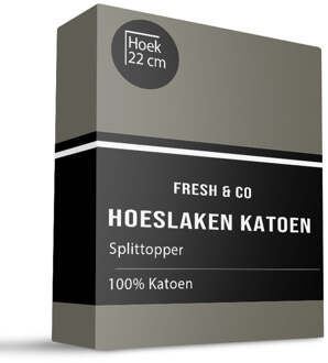 Sale: -30% | Splittopper Hoeslaken - Katoen - Truffel - 200x210cm - Groen - Fresh And Co - Dekbed-Discounter.nl