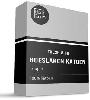 Sale: -30% | Topper Hoeslaken - Katoen - 90x210cm - Lichtgrijs - Fresh And Co - Dekbed-Discounter.nl