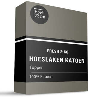 Sale: -30% | Topper Hoeslaken - Katoen - Truffel - 160x200cm - Groen - Fresh And Co - Dekbed-Discounter.nl