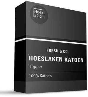 Sale: -30% | Topper Hoeslaken - Katoen - Zwart - 90x210cm - Zwart - Fresh And Co - Dekbed-Discounter.nl