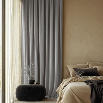 Sale: -30% | Velvet Gordijnen Verduisterend - Haken Of Ringen - Lichtgrijs 250x300 Cm - - Dekbed-Discounter.nl