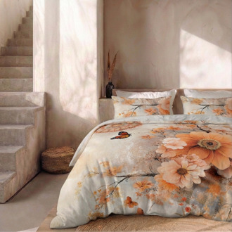 Sale: -32% | Dekbedovertrek Percale Katoen - Sakura Cascade - Eenpersoons (140x200 Cm) - Oranje & Meerkleurig Percale Katoen - Effen - Presence - Dekbed-Discounter.nl