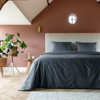 Sale: -34% | Dekbedovertrek Egyptisch Katoen - Uni - Donker Grijs - Tweepersoons (200x240 Cm) - Grijs Egyptisch Katoen Katoen - Hotel Luxe - Presence - Dekbed-Discounter.nl