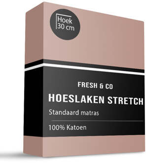 Sale: -40% | Hoeslaken - Katoen Jersey Stretch - 140x200cm - Terra - Fresh And Co - Dekbed-Discounter.nl
