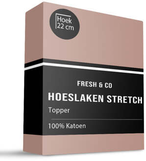 Sale: -40% | Topper Hoeslaken - Katoen Jersey Stretch - 100x200cm - Terra - Fresh And Co - Dekbed-Discounter.nl