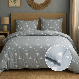 Sale: -50% | Dekbedovertrek Katoen-Flanel - Milou - Eenpersoons (140x200 Cm) - Blauw Flanel Katoen - Stippen - Presence - Dekbed-Discounter.nl