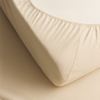 Sale: -50% | Hoeslaken Katoen Flanel - Creme - 180x210cm - Creme - Fresh And Co - Dekbed-Discounter.nl