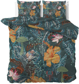 Sale: -53% | Dekbedovertrek Katoen-Satijn - Donna - Tweepersoons (200x200 Cm) - Groen & Meerkleurig Katoen Katoen-satijn - Bloemen - Manilla - Dekbed-Discounter.nl
