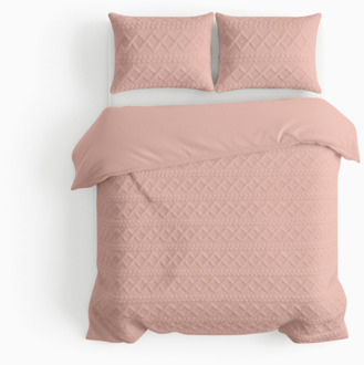 Sale: -53% | Dekbedovertrek Teddy Jacquard - Roze - Eenpersoons (140x200 Cm) - Roze Microvezel Teddy - Patroon - Zydante - Dekbed-Discounter.nl