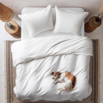 Sale: -58% | Dekbedovertrek Katoen-Satijn - Harvey - Tweepersoons (200x200 Cm) - Wit Katoen-satijn - Dieren - Fresh And Co - Dekbed-Discounter.nl