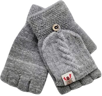 Sale1 Paar Kinderen Kids Mannen Vrouwen Winter Warm Houden Zoete Gebreide Convertible Flip Top Vingerloze Wanten Handschoenen Grijs