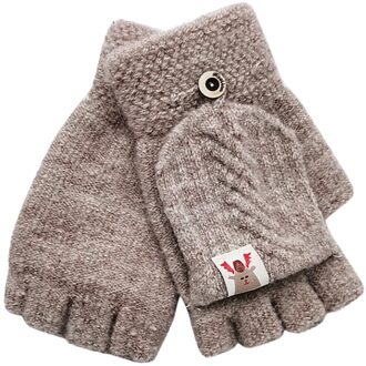 Sale1 Paar Kinderen Kids Mannen Vrouwen Winter Warm Houden Zoete Gebreide Convertible Flip Top Vingerloze Wanten Handschoenen koffie