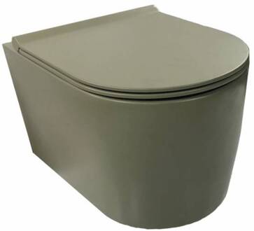 Salenzi Civita wandcloset toiletpot randloos mat legergroen 50x35x36.5cm