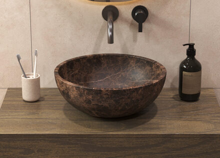 Salenzi Emperador Bruin Waskom 40x40x15cm Diep Opbouwmodel Beige