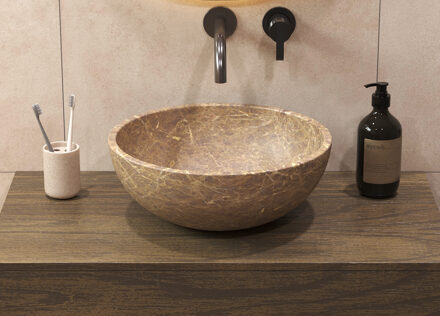 Salenzi Emperador Taupe Waskom 40x40x15cm Diep Opbouwmodel Beige