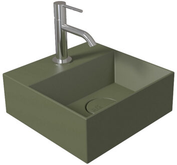 Salenzi Fontein Salenzi Spy 30x30cm Mat Legergroen met Clickwaste