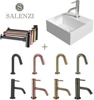 Salenzi Fonteinset Spy 30x30 cm Glans Wit - spy3030setgwit