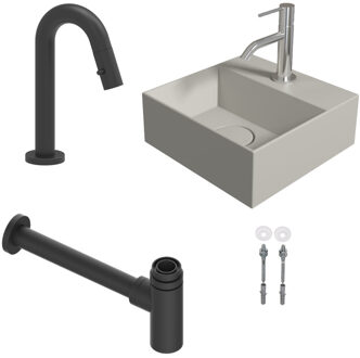 Salenzi Fonteinset Spy 30x30 cm Mat Grijs (Keuze uit 8 kranen in 4 kleuren)