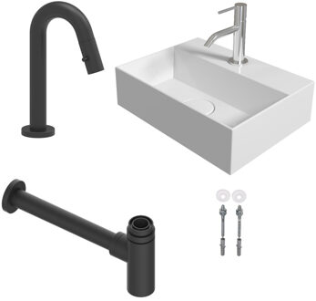 Salenzi Fonteinset Spy 40x30 cm Glans Wit (Keuze uit 8 kranen in 4 kleuren)