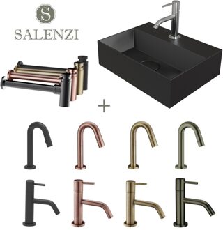 Salenzi Fonteinset Spy 40x30 cm Mat Zwart (Keuze uit 8 kranen in 4 kleuren)