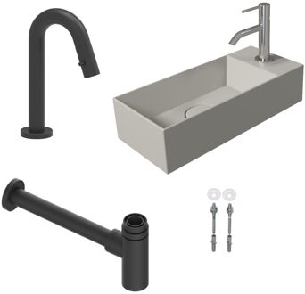 Salenzi Fonteinset Spy 45x20 cm Mat Grijs (Keuze uit 8 kranen in 4 kleuren)