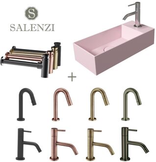 Salenzi Fonteinset Spy 45x20 cm Mat Roze (Keuze uit 8 kranen in 4 kleuren)