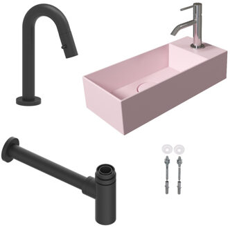 Salenzi Fonteinset Spy 45x20 cm Mat Roze (Keuze uit 8 kranen in 4 kleuren)