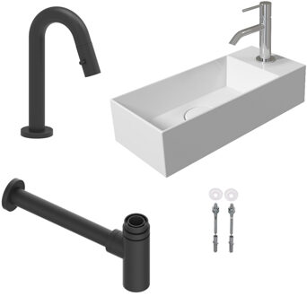 Salenzi Fonteinset Spy 45x20 cm Mat Wit (Keuze uit 8 kranen in 4 kleuren)