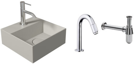 Salenzi Fonteinset Spy Mat Grijs 30x30 cm Chroom (Keuze uit 20 kranen)