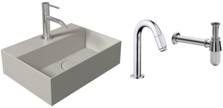 Salenzi Fonteinset Spy Mat Grijs 40x30 cm Chroom (Keuze uit 20 kranen)