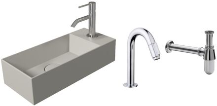 Salenzi Fonteinset Spy Mat Grijs 45x20 cm Chroom (Keuze uit 20 kranen)