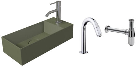 Salenzi Fonteinset Spy Mat Groen 45x20 cm Chroom (Keuze uit 20 kranen)