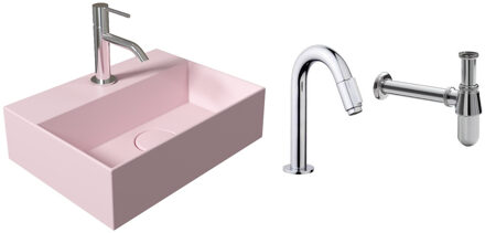 Salenzi Fonteinset Spy Mat Roze 40x30 cm Chroom (Keuze uit 20 kranen)