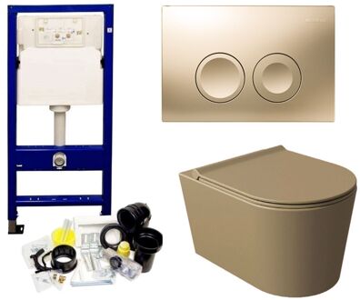 Salenzi Geberit UP100 Toiletset Compleet | Inbouwreservoir | Salenzi Civita Mat Taupe met drukplaat