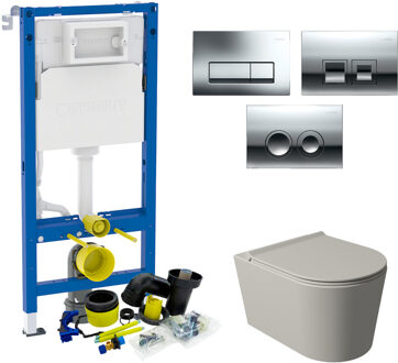 Salenzi Geberit UP100 Toiletset Set53 Wandcloset Salenzi Civita Mat Grijs en Delta Drukplaat Verschillende kleuren