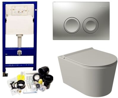 Salenzi Geberit UP100 Toiletset Wandcloset Salenzi Civita Mat Grijs met Delta 21 Drukplaat