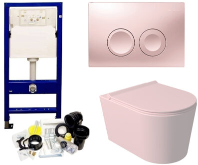 Salenzi Geberit UP100 Toiletset Wandcloset Salenzi Civita Mat Roze met Delta 21 Drukplaat