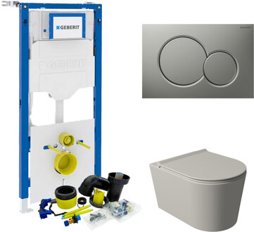 Salenzi Geberit UP320 Toiletset Wandcloset Salenzi Civita Mat Grijs met Sigma 01 Drukplaat