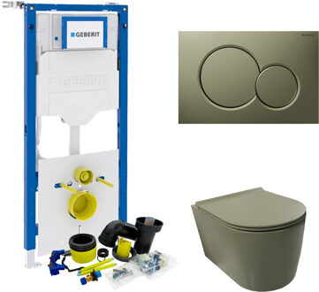 Salenzi Geberit UP320 Toiletset Wandcloset Salenzi Civita Mat Legergroen met Sigma 01 Drukplaat