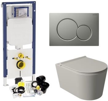 Salenzi Geberit UP720 Toiletset Wandcloset Salenzi Civita Mat Grijs met Sigma 01 Drukplaat