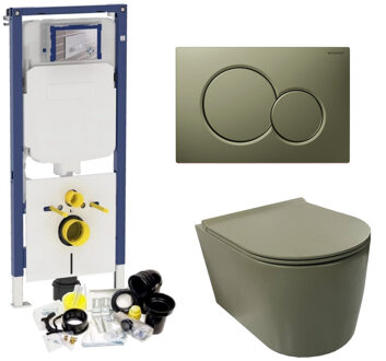 Salenzi Geberit UP720 Toiletset Wandcloset Salenzi Civita Mat Legergroen met Sigma 01 Drukplaat