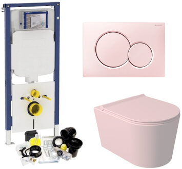 Salenzi Geberit UP720 Toiletset Wandcloset Salenzi Civita Mat Roze met Sigma 01 Drukplaat