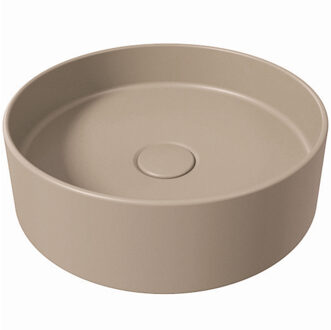 Salenzi Opbouw Waskom Salenzi Hide Circle 40x12 cm Mat Taupe (inclusief bijpassende afvoerplug)