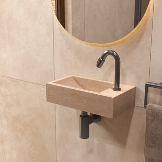 Salenzi Travertin Light Fontein 40x22cm Rechts Wandmodel Beige