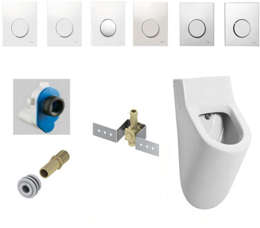 Salenzi Urinoir Set Salenzi Hung Achterinlaat Mat Wit met TECE Loop Drukplaat Kunststof