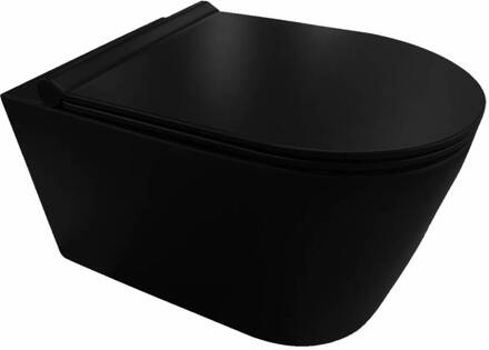 Salenzi Wandcloset Hangend Toilet Salenzi Civita 50x35x36.5cm Keramiek Rimless Mat Zwart